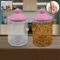 Transparent Kitchen Plastic Container Jar Set (2 Pcs Set  1100 Ml Approx) - LootFaat