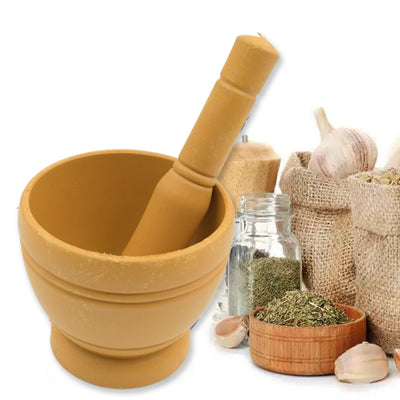 Mortar And Pestle Set For Spices Okhli Masher Khalbatta Kharal Mixer Natural  Traditional Grinder And Musal Well Design For Kitchen Home Herb - second image