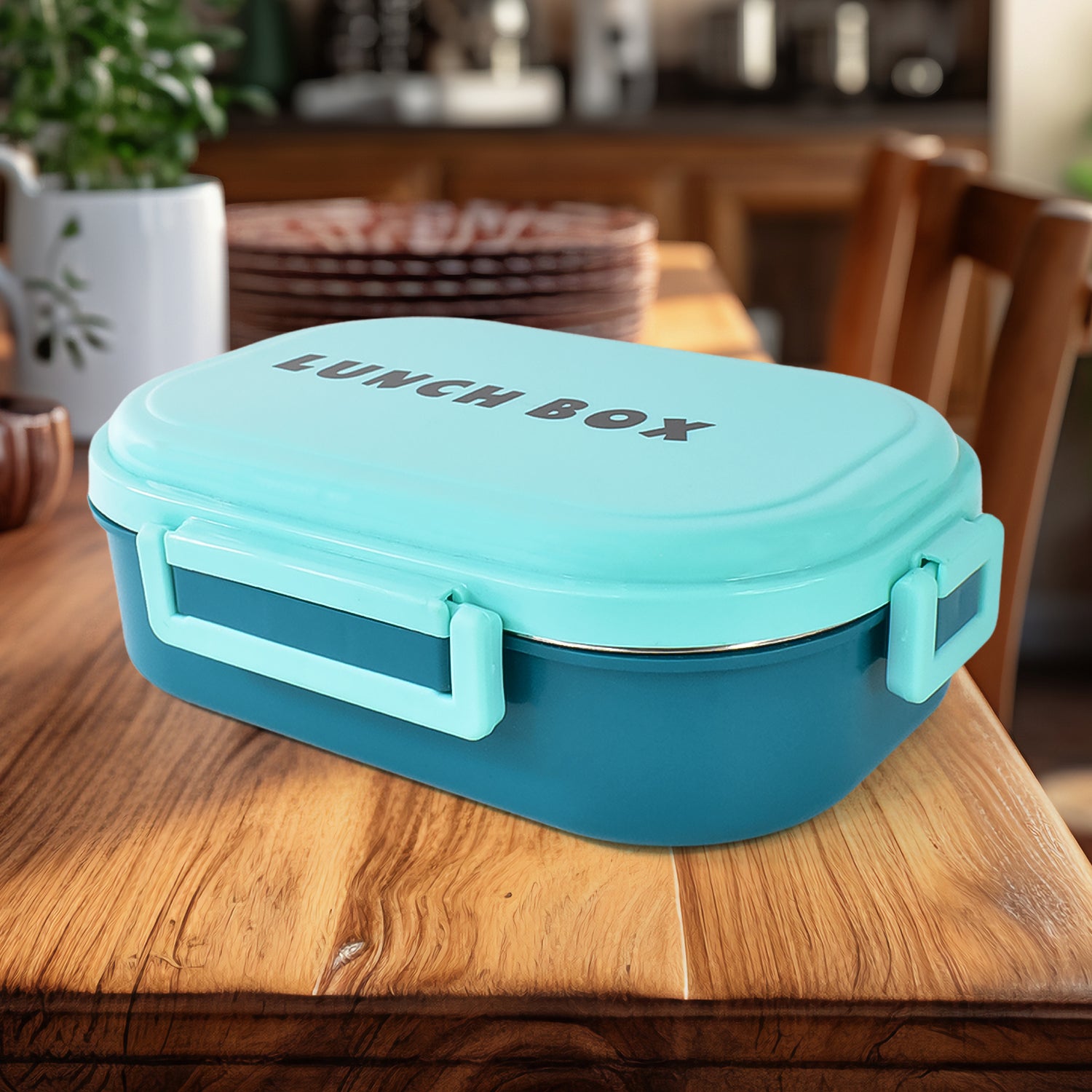 3 In 1 Spicy Bite Stainless Steel Lunch Box With Plastic Small Box  Spoon (1 Set) - LootFaat