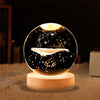 3D Crystal Ball Fish Lamp - Night Light with Wooden Base