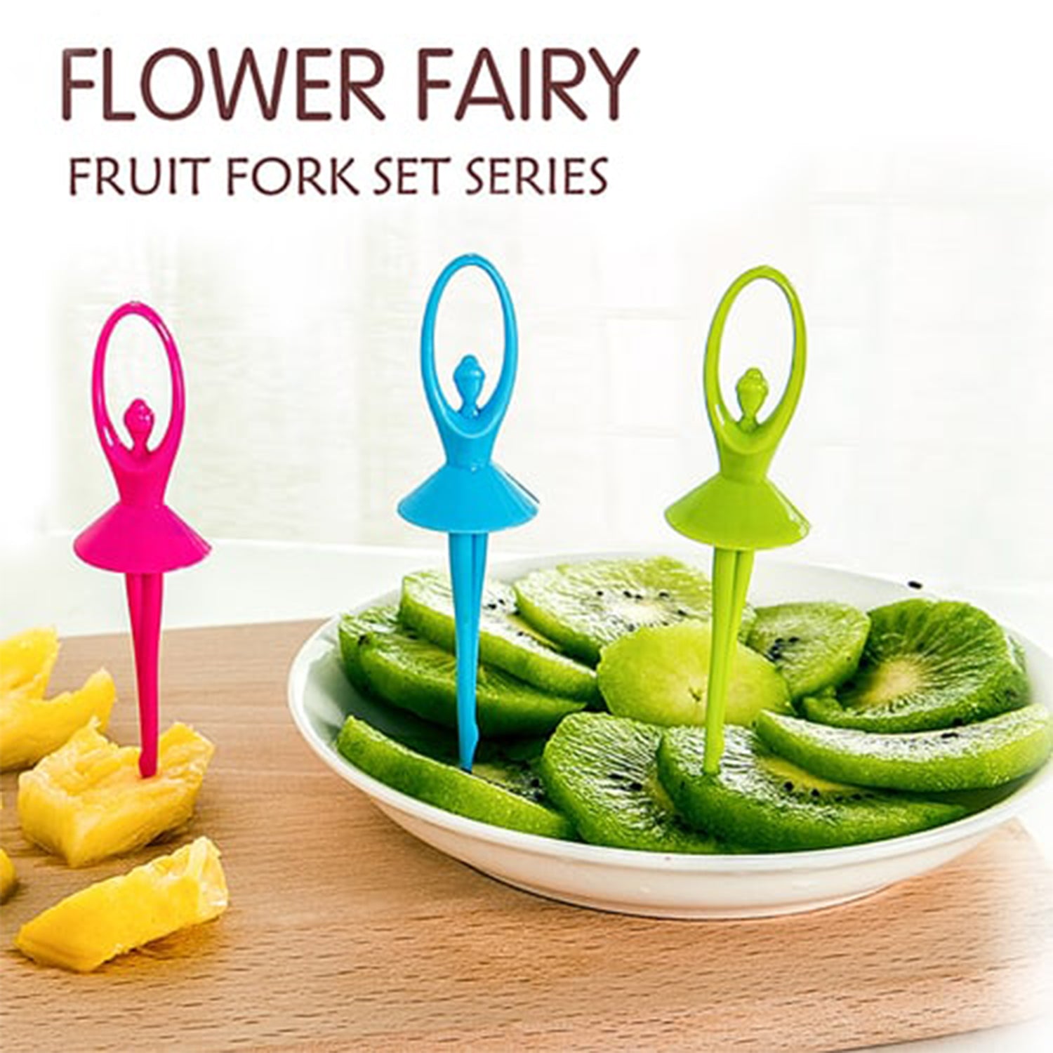 Dancing Doll Fruit Fork Cutlery Set With Stand Set Of 6. - LootFaat