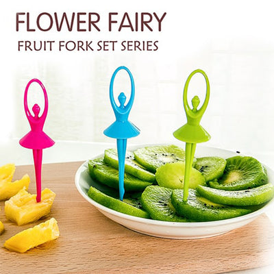 Dancing Doll Fruit Forks with Stand - Set of 6
