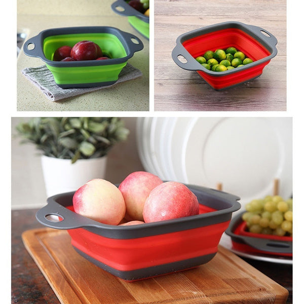 Kitchen plastic basket that folds for easy storage