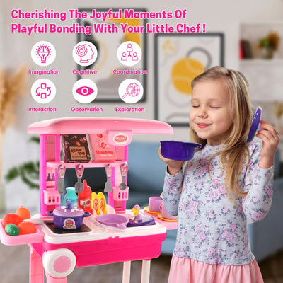 3-in-1 Kids Kitchen Set - Portable Pretend Play with Suitcase - second image