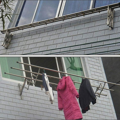 Wall Mounted Clothes Drying Rack - Extendable & Foldable Towel Rack