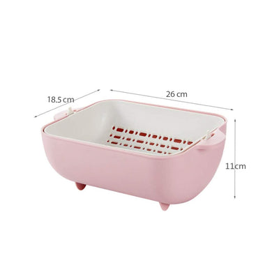 Multifunctional Bpa Free Double Layered Plastic Rotatable Strainer Bowl With Handles For Washing Rinsing Serving Vegetables  Fruits (Multicolor) - second image