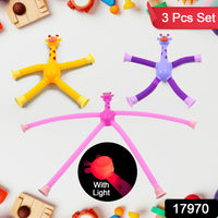 Led Telescopic Suction Cup Giraffe Toy Pop Tubes Fidget Toys Shape Changing Telescopic Sensory Tubes Fidget Tubes Sensory Toys Suction Toy Funny Gift (3 Pcs Set) - LootFaat