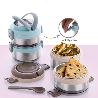 Ganesh Steko-2 Double Layer Insulated Stainless Steel Lunch Box with Spoon - second image