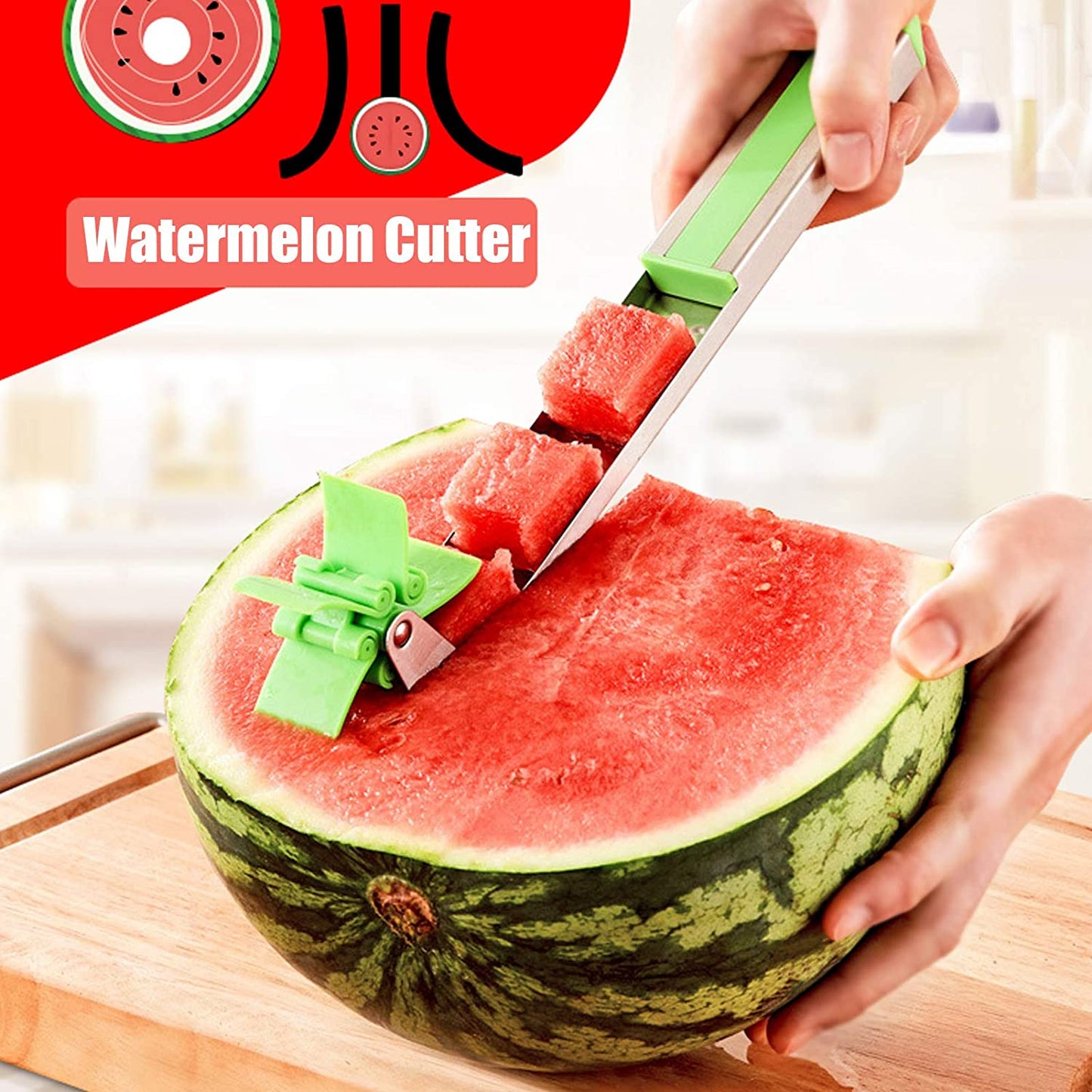 7160 Stainless Steel Washable Watermelon Cutter Windmill Slicer Cutter Peeler For Homesmart Kitchen Tool Easy To Use