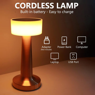 Led Lamp With Touch Control  Decorative Desk Lamp Portable Metal Led Table Lamp Usb Rechargeable 3 Color 3 Levels Brightness Dimmable Eye Protection Modern Lamp For Home Decor Party Kids Room Bedroom (1 Pc) - second image