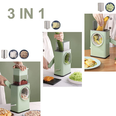 2132 Vegetable Shredder Round Mandolin Slicer Grater Shredder Salad Maker - Large Feed Port - Suction Base - Cutter For Vegetable Fruit Cookie. - second image