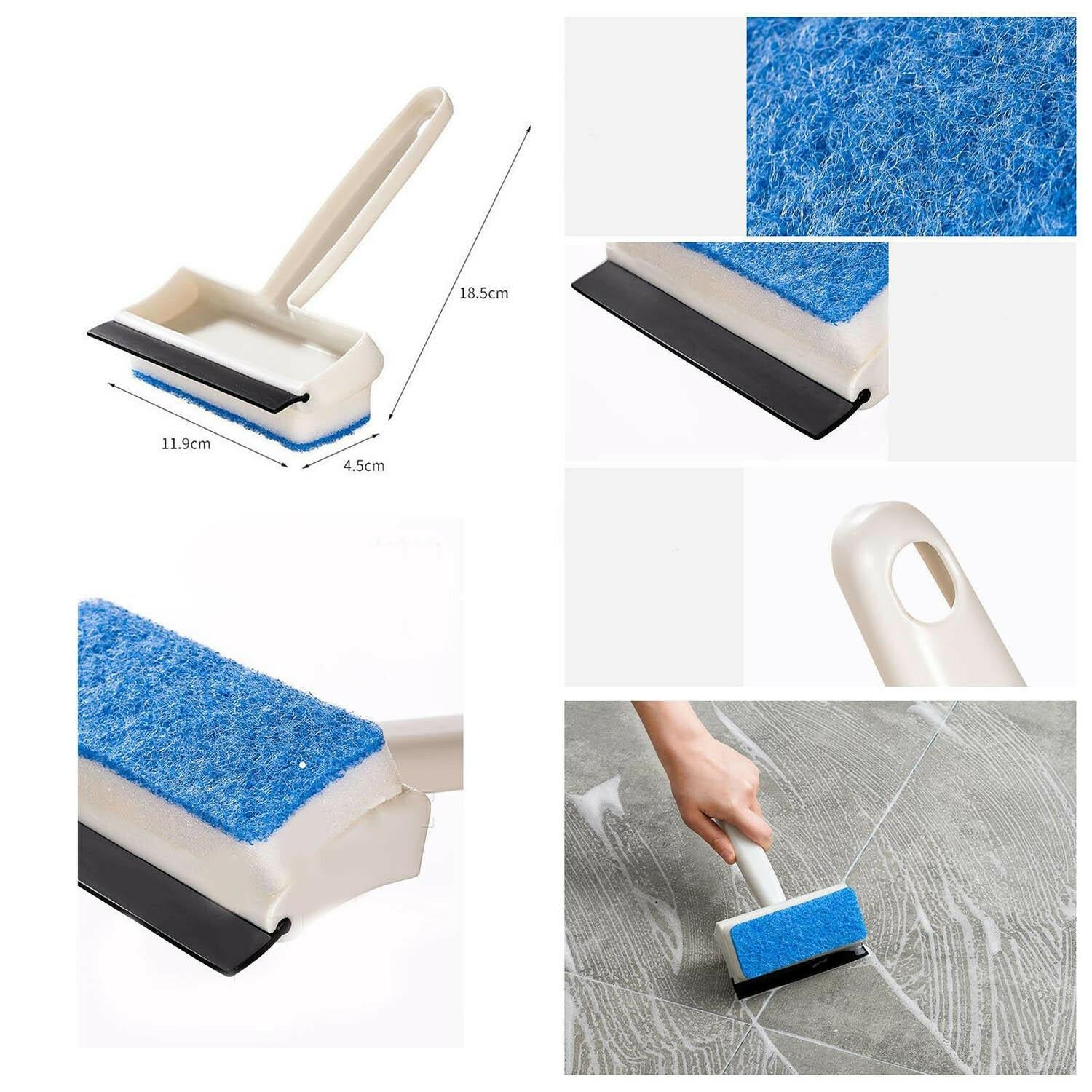 2 In 1 Glass Wiper Cleaning Brush Mirror Grout Tile Cleaner Washing Pot Brush Double-sided Glass Wipe Bathroom Wiper Window Glass Wiper - LootFaat
