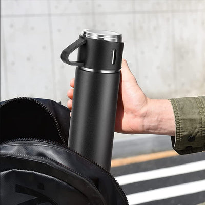 Stainless Steel Vacuum Flask Set With 3 Steel Cups Combo For Coffee Hot Drink And Cold Water Flask Ideal Gifting Travel Friendly Latest Flask Bottle. (500ml) - second image