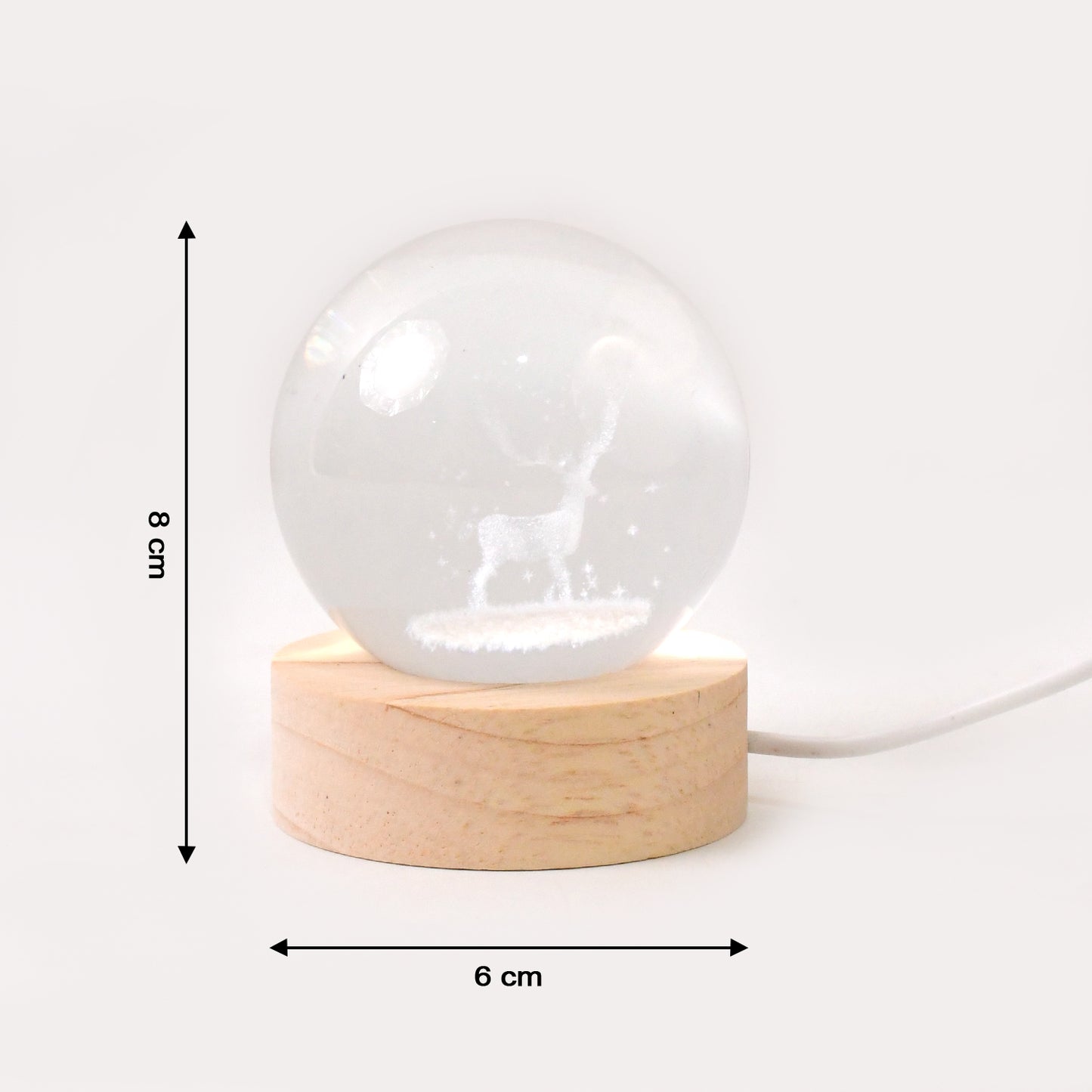Crystal Ball Night Light - 3D Engraved Galaxy Lamp with Wooden Base