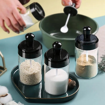 Glass Spice Jar with Spoon - Masala Seasoning Container - second image
