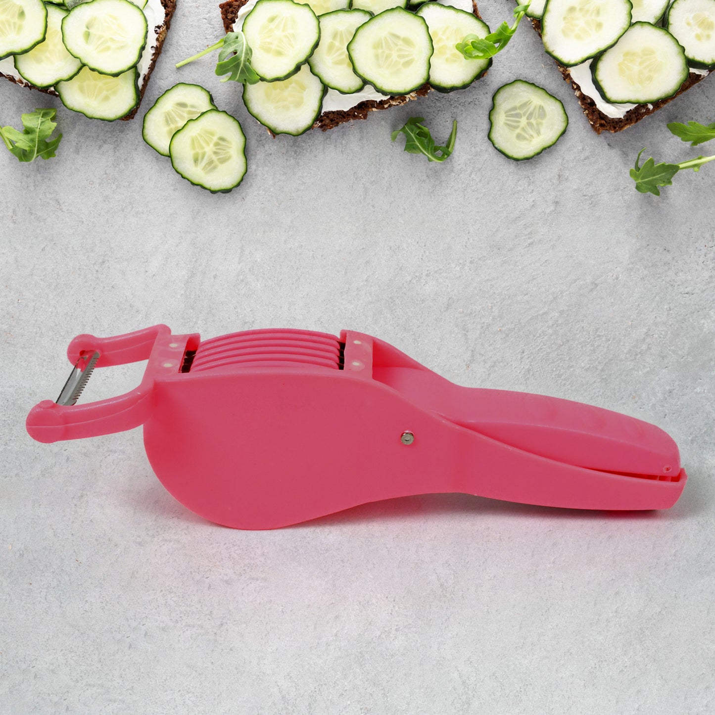 Plastic 2 In 1 Vegetable  Fruit Multi Cutter 5 Blade Vegetable Cutter With Peeler (1 Pc  Multicolor) - LootFaat