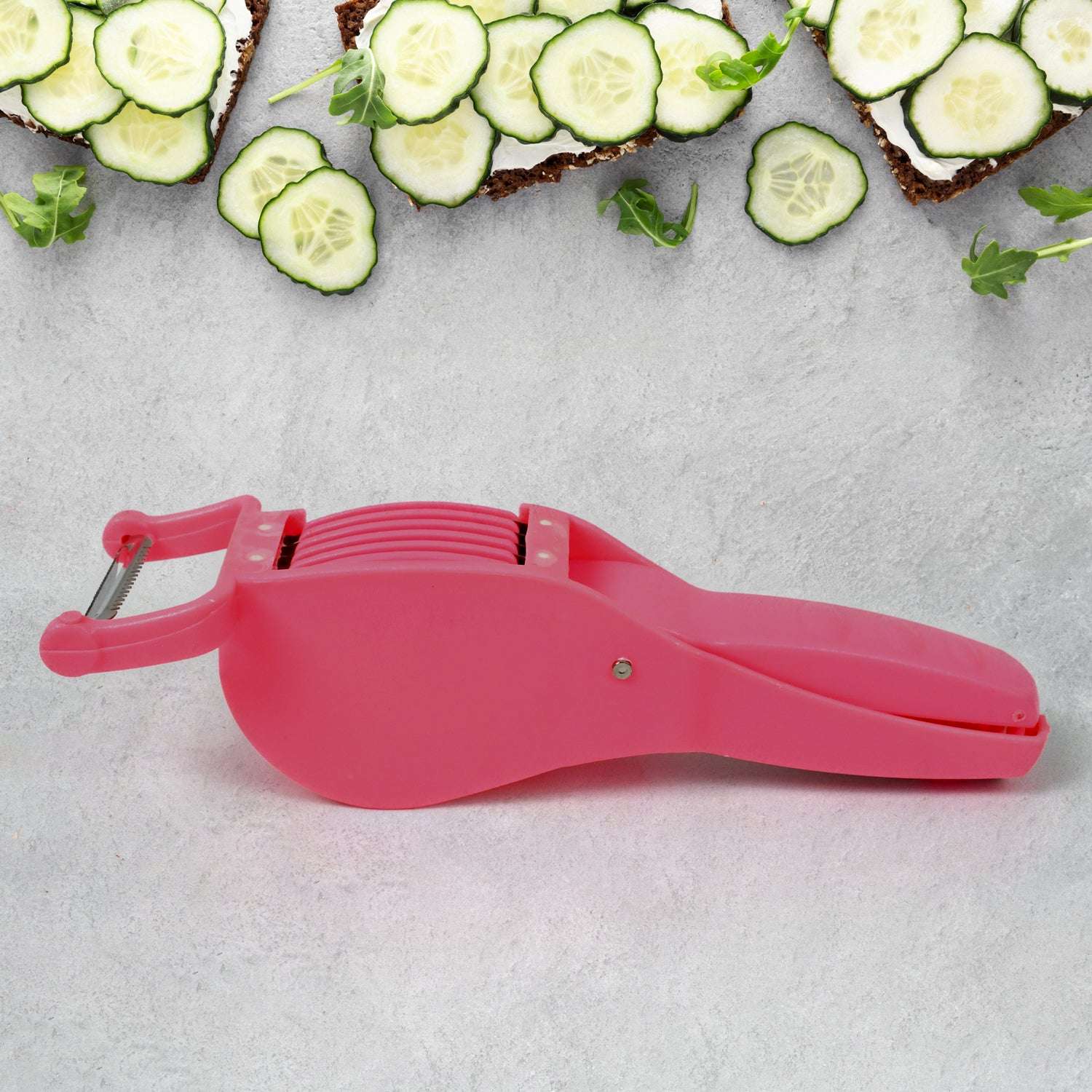 Plastic 2 In 1 Vegetable  Fruit Multi Cutter 5 Blade Vegetable Cutter With Peeler (1 Pc  Multicolor) - LootFaat