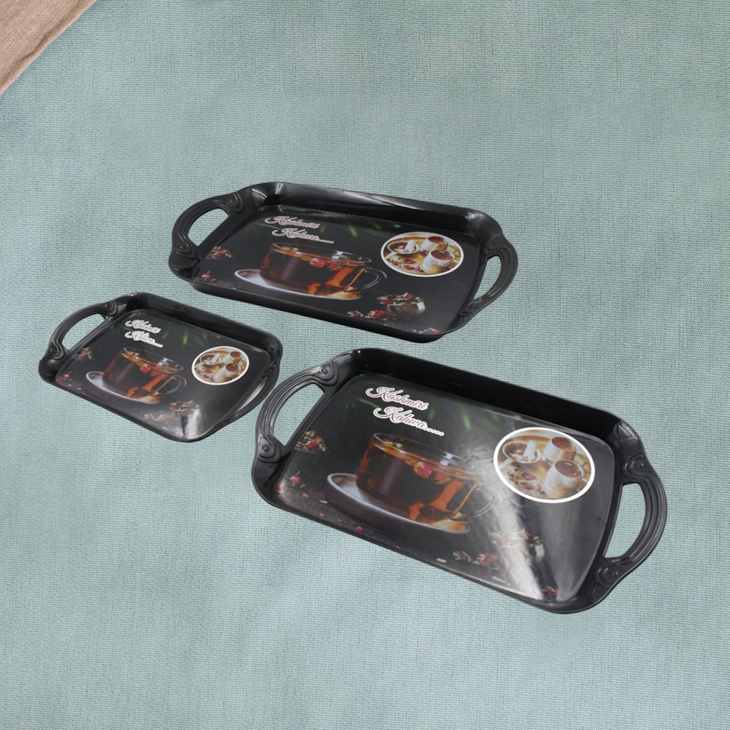 Serving Tray Set Of 3 Melamine Trays For Kitchen Snacks Serving Tray Tray Set For Serving Tea Tray For Serving Fancy Trays For Serving Gift Item Different Size For Kitchen  Office Use - LootFaat
