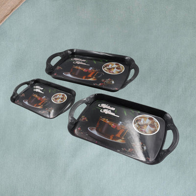 Serving Tray Set Of 3 Melamine Trays For Kitchen Snacks Serving Tray Tray Set For Serving Tea Tray For Serving Fancy Trays For Serving Gift Item Different Size For Kitchen  Office Use - second image