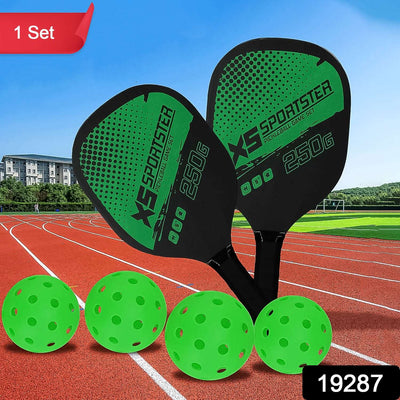 Outdoor Pickleball Paddle Set: 2 Paddles & 4 Balls for Beginners & Intermediates