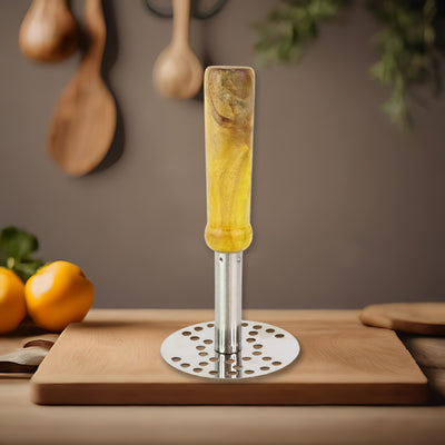 064 Stainless Steel Potato Masher Pav Bhaji Masher With Wooden Handle - second image