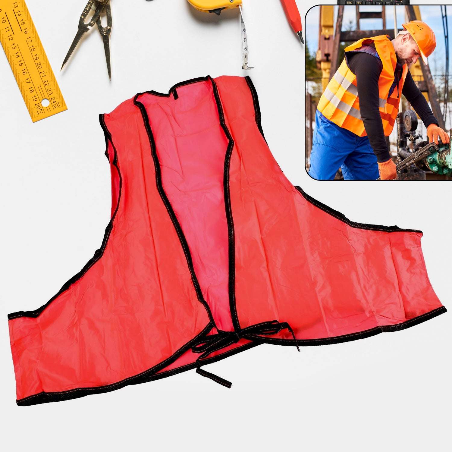Economy Safety Vest Soft Vinyl With Tie Closure For Identifying Staff And Volunteers Adult Pvc Safety Vest High Visibility For Outdoor Operator - LootFaat