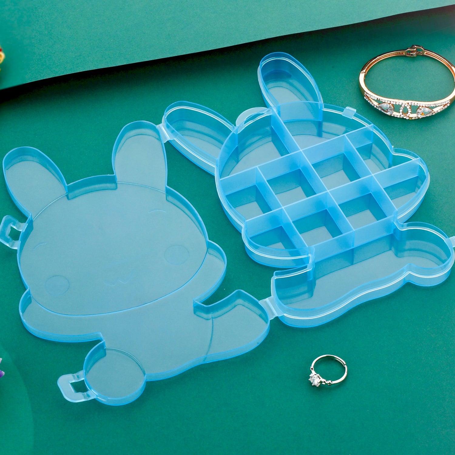 Transparent Cartoon Bear Clear Plastic Storage Box Jewelry Box Jewelry Organizer Holder Cabinets For Small Objects (1 Pc) - LootFaat