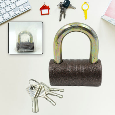 Iron Pad Lock Brass Core And Thickened Spray Black Iron Door Lock With 5 Pc Keys For Home Dormitory Waterproof Antirust Anti-theft Padlocks Outdoor Gate Shed Locks Warehouse Big Iron Door Drawer Lock (82 Mm )
