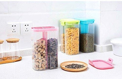 2-Section Airtight Food Storage Container - Cereal & Grain Dispenser (2L)