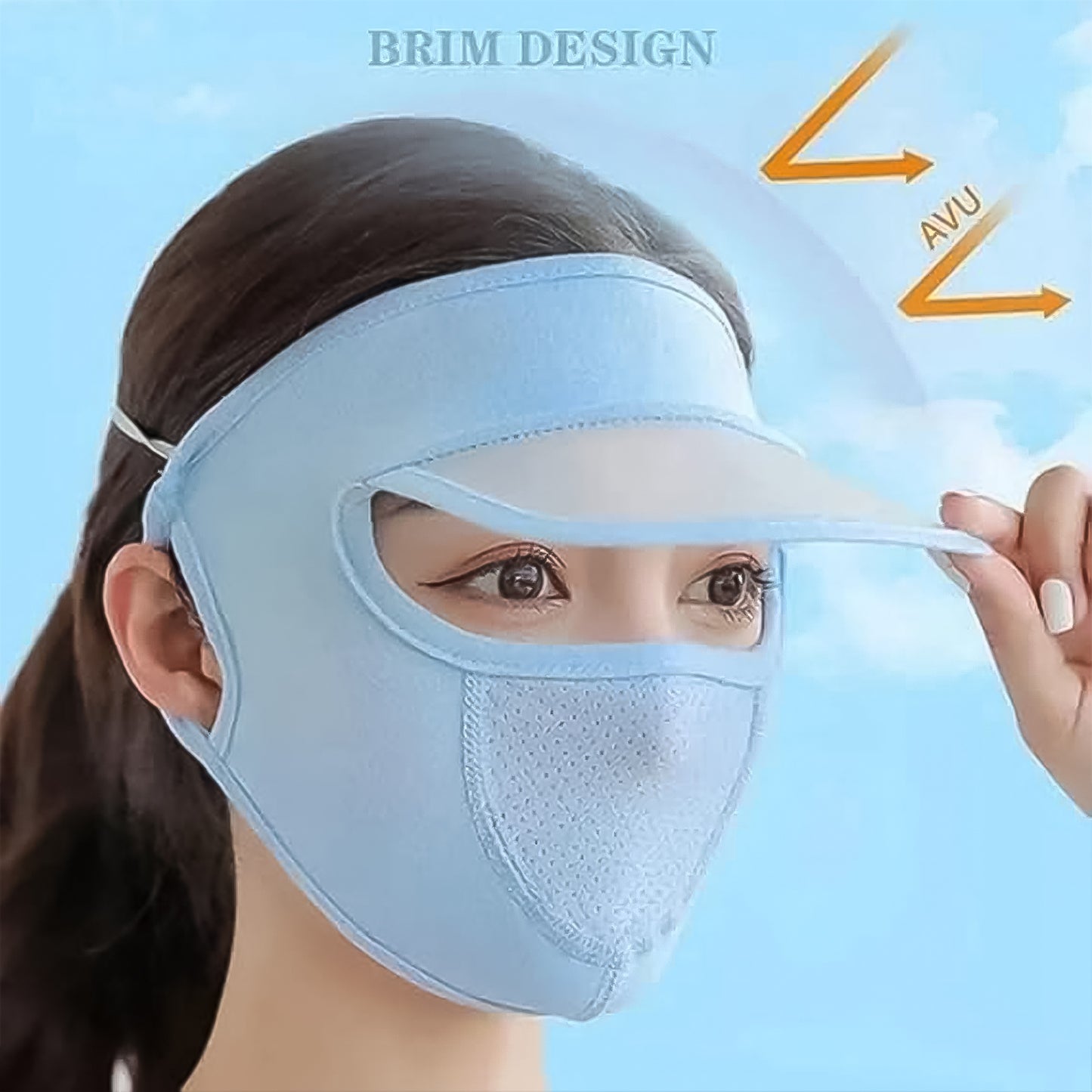 Women's UV Protection Cap with Built-in Mask & Wide Brim Visor