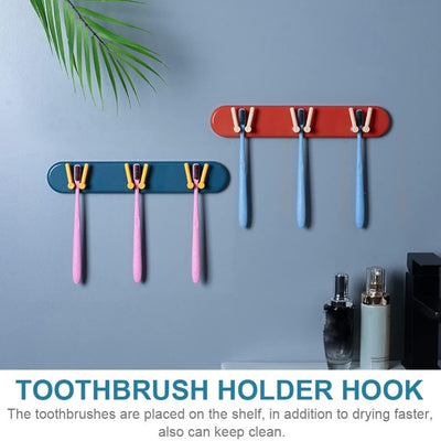 Toothbrush Holder Plastic Bathroom Accessories Organizer Wall Mounted Hanging Mount Shelf  Hooks (1pc) - second image
