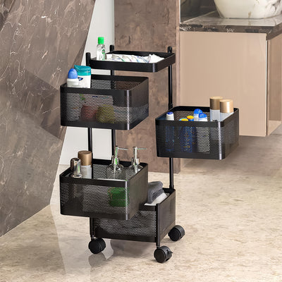Metal Square High Quality Kitchen Trolley With Wheels (4 Layer  1 Pc) - second image