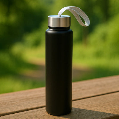Portable Stainless Steel Water Bottle With Strap (Approx 250ml) - second image