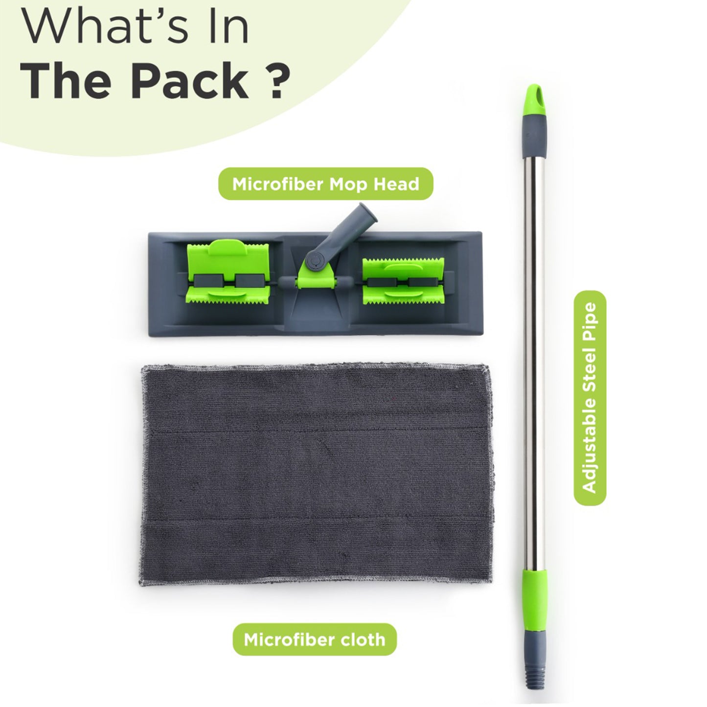 Microfiber Flat Floor Mop - 360° Rotating Head, Telescopic Handle - Wet & Dry Cleaning