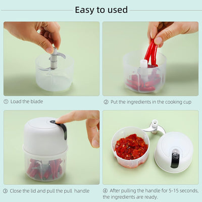 Wireless Usb Rechargeable Mini Electric Garlic Machine  Chopper 3 Blades (250ml) - second image