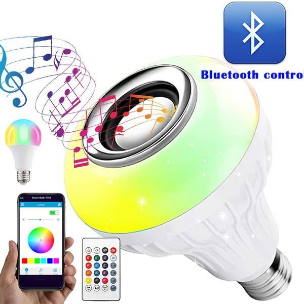 Wireless Bluetooth Sensor 12w Music Multicolor Led Bulb With Remote Controller - LootFaat