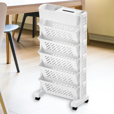 5-Tier Rolling Bookshelf Organizer - Rotatable Plastic Storage Rack - second image