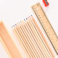 4726 Colorful Wooden Pencil Set With Pencil Box Ruler Sharpener For For Kids Artist Architect