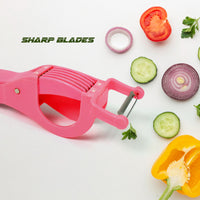 Plastic 2 In 1 Vegetable  Fruit Multi Cutter 5 Blade Vegetable Cutter With Peeler (1 Pc  Multicolor) - LootFaat