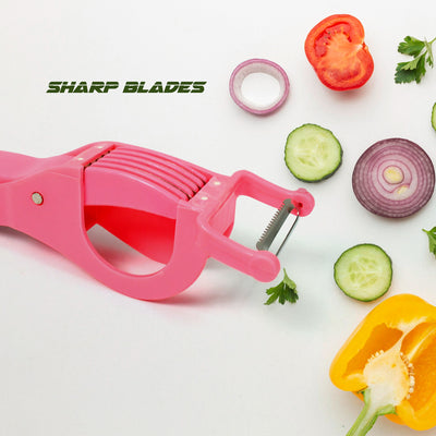 Plastic 2 In 1 Vegetable  Fruit Multi Cutter 5 Blade Vegetable Cutter With Peeler (1 Pc  Multicolor) - second image