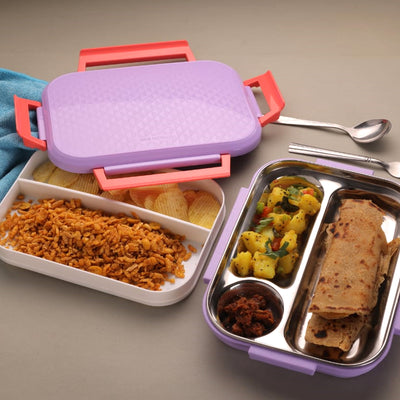 5364 Break Time Lunch Box Steel Plate Multi Compartment Lunch Box Carry To All Type Lunch In Lunch Box  Premium Quality Lunch Box Ideal For Office  School Kids  Travelling Ideal - second image