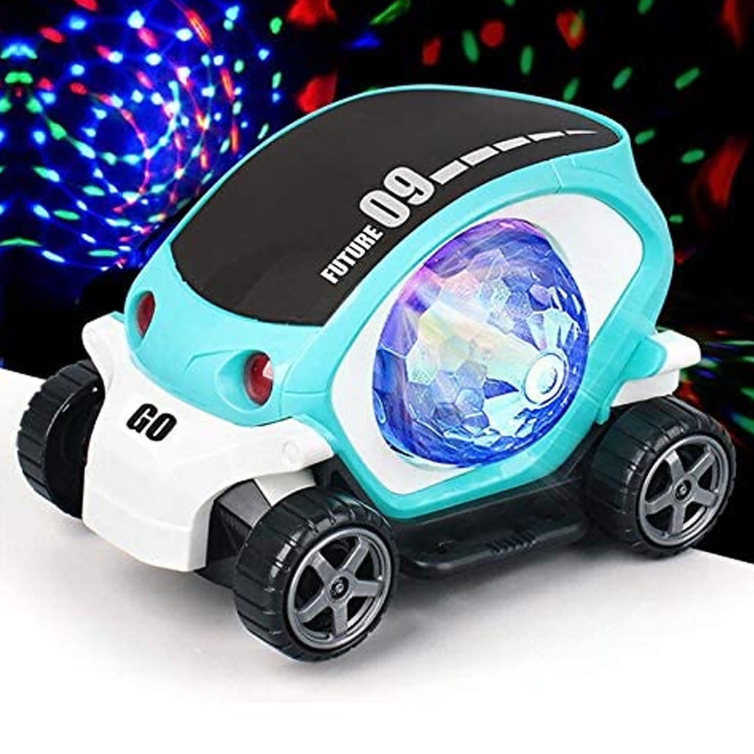 Plastic 360 Degree Rotating Stunt Car Toy For Kids - Bump And Go Action With 4d Lights And Music Plastic Mini Car With Disco Ball (1 Pc  Battery Not Included) - LootFaat