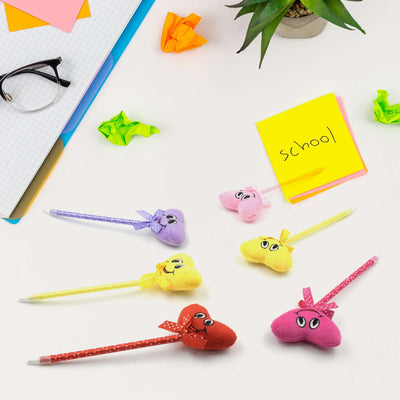 Cute Cartoon Shape  Heart Design Facy Writting Pen Attached Rattle  Ball Pen Smooth Writing For Wedding  Events  Multiuse Pen  Best Pen L Use For Kids (12 Pcs Set Mix Design  Color) - second image