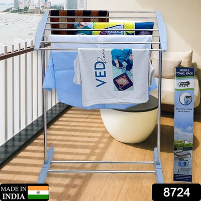 Mobile Foldable Towel & Clothes Drying Rack - Stainless Steel