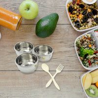 6in1 Tiffin Box-lunch Box  3 Stainless Steel Containers  Plastic Lid Box  Spoon  Fork Plastic Bottle  Insulated Fabric Bag  Leak Proof  Microwave Safe  For Office College And School For Men Women (6 Pcs) - LootFaat