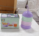 Purple baby food container with 3 layers