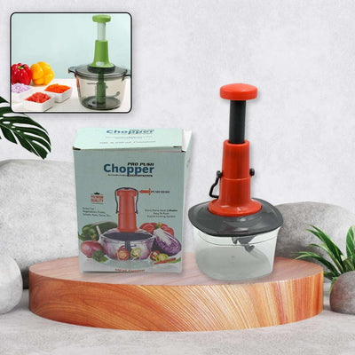 Manual Press Fruit  Vegetable Chopper With 3 Stainless Steel Blades Anti-slip Base And Locking System Cutting Chopper For Kitchen (650 Ml) - second image