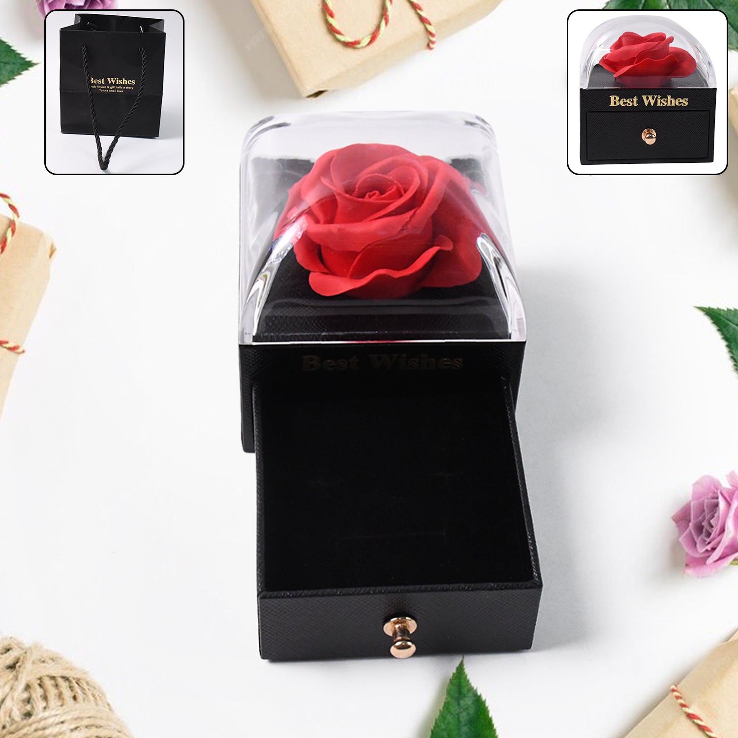 Preserved Eternal Rose Flower Gift Box Drawer (1 Pc) - LootFaat