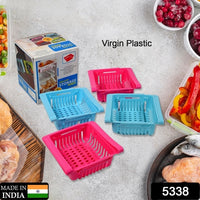 5338 Virgin Freeze Storage Unbreakable Adjustable Multi Color Tray With Extra Storage  Easy To Remove Easy To Clean  Pack Of 4 Tray