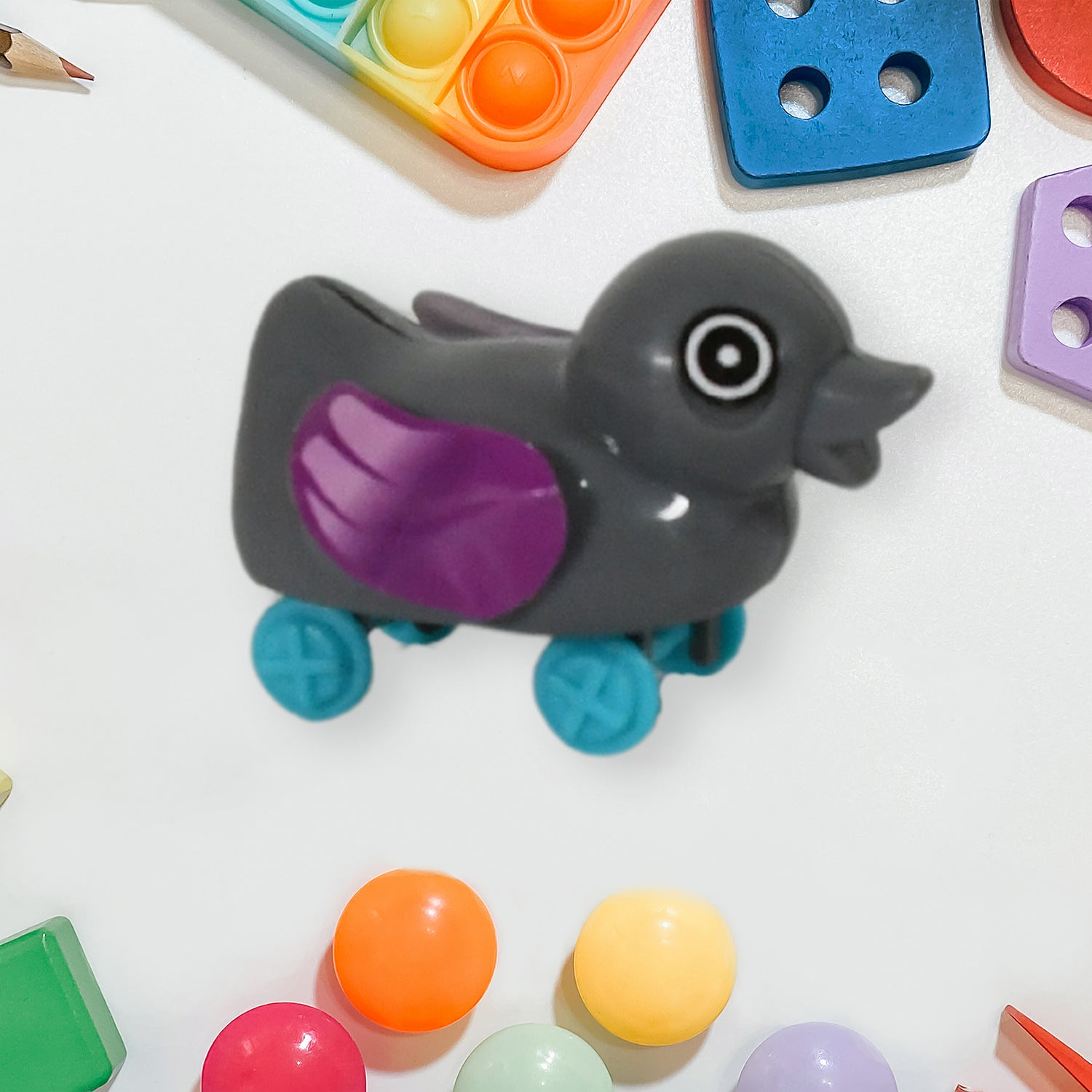 Small Push Back Duck Toy Ejectable Spring Tail Duck Small Diy Duck Toy - LootFaat